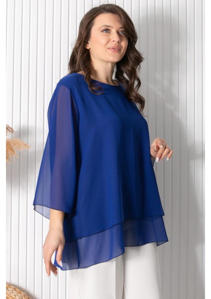 Şifon Tunik Saks FHM924