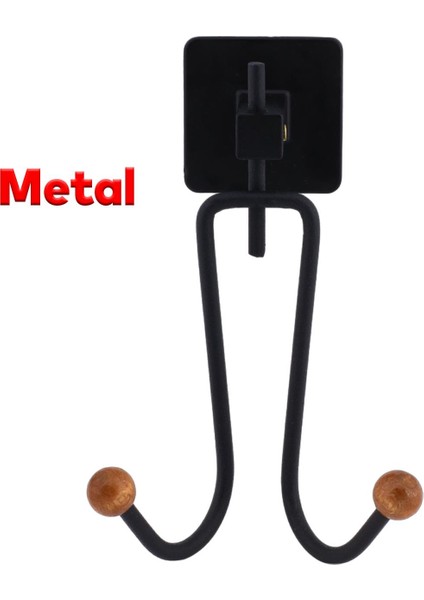 Yapışkanlı Dekoratif Siyah Metal Uzun Çatal 2'li Askılık Sağlam Banyo Lavabo Aparat Bornoz Havlu Asma Askı fırsatları