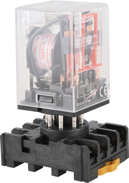 MK2P-I Şeffaf Kabuk Dpdt AC220V Bobin Güç Rölesi Soket Tabanı (Yurt Dışından)