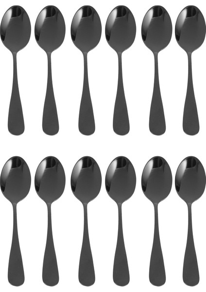 Mini Paslanmaz Çelik Kek Kaşığı, Dondurma Kaşığı, Tatlı Küçük Çay Kaşığı, 12 (Siyah Kahve Kaşığı) (Yurt Dışından)