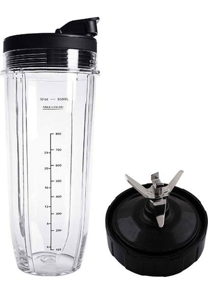Kapak ve 32OZ Bardak ve 7 Kanatlı Bıçak Ninja Auto Iq 1000W Blender Aksesuarları BL482 Için Uyumlu (Yurt Dışından)