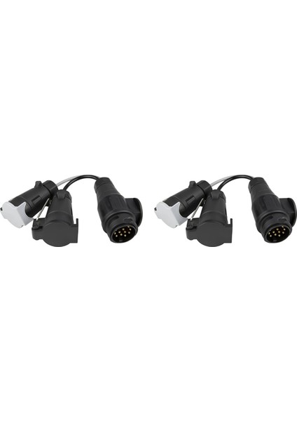 2x Çekme Adaptörü 13 Fiş Pimi 7 Pin 12N + 12S Soket Çekme Çubuğu Elektrik Dönüşüm Adaptörü Kurşun Römork Kamyon Karavan (Yurt Dışından)