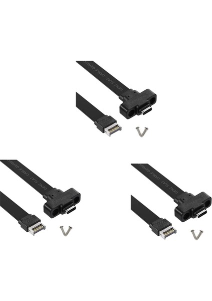 3x USB 3.1 Ön Panel Tip E - Tip C Uzatma Kablosu, Gen 2 (10 Gbit/s) Dahili Adaptör Kablosu, 2 Vidalı (50 Cm) (Yurt Dışından)