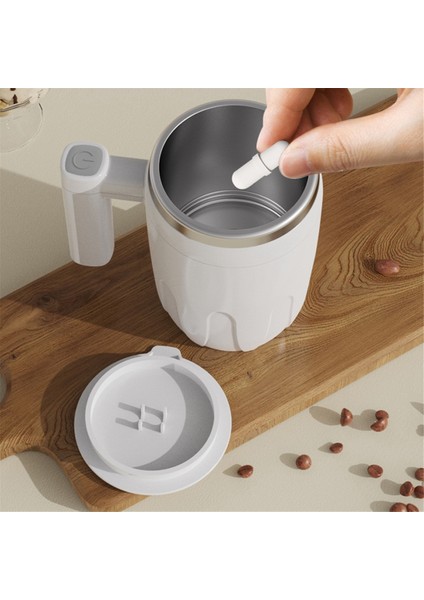 Kendini Karıştıran Kupa Kahve Fincanı USB Şarj Edilebilir Otomatik Manyetik Karıştırma Kupası 380 ml Kendiliğinden Karıştırılan Kahve Fincanı Beyaz (Yurt Dışından)