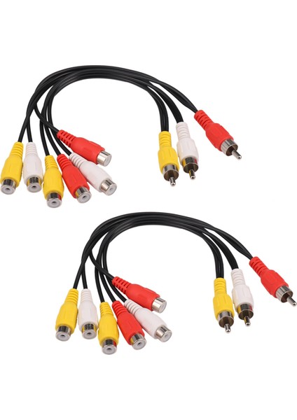2x Yeni 3 Rca Erkek 6 Rca Dişi Fiş Splitter Ses Tv DVD Video Adaptörü Av Kablosu (Yurt Dışından)