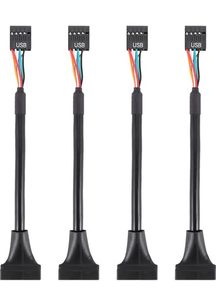 4x Siyah USB 2.0 9 Pin Dişi - USB 3.0 20 Pin Erkek Kablo Adaptör Konnektörü (Yurt Dışından)