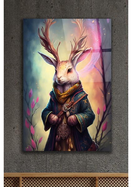 Jackalope Dekoratif Cam Tablo