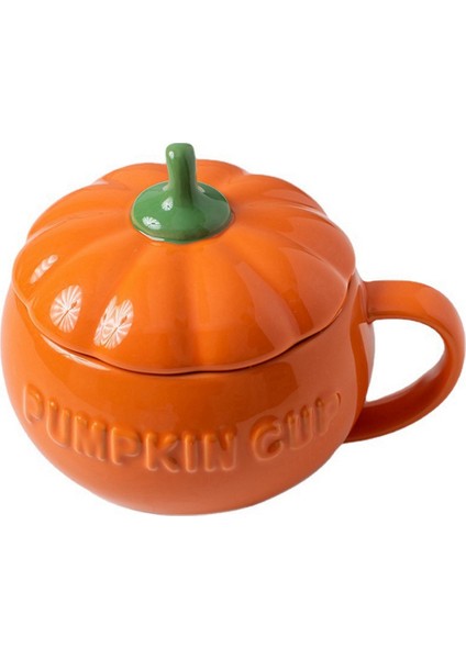 Kapaklı Seramik Kupalar El Yapımı Kahve Fincanları Kabak Şekilli Benzersiz Çay Süt Kahvaltı Kupa Yulaf Ezmesi Yoğurt Fincan A (Yurt Dışından)