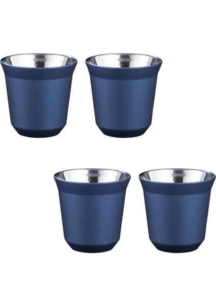 4x 80 ml Çift Duvar Paslanmaz Çelik Espresso Fincan Yalıtım Kahve Fincanı Kapsül Şekli Kahve Kupaları, D (Yurt Dışından)