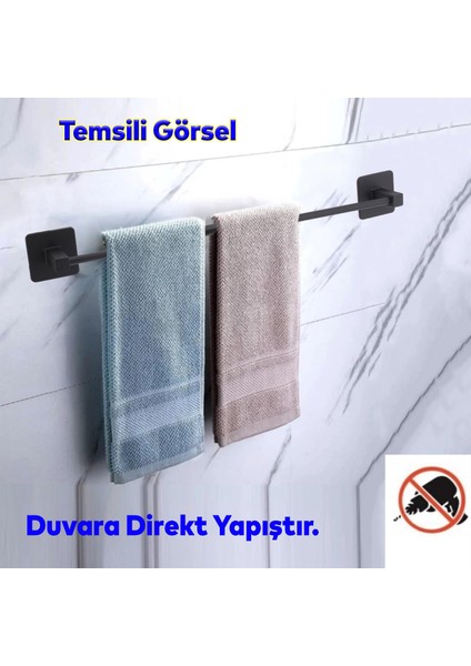 Yapışkanlı Tuvalet Lavabo Banyo Mutfak Havlu Standı Askısı Paslanmaz Metal Siyah Bez Havluluk Uzun 40 cm modelleri