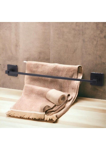 Yapışkanlı Tuvalet Lavabo Banyo Mutfak Havlu Standı Askısı Paslanmaz Metal Siyah Bez Havluluk Uzun 40 cm indirimleri