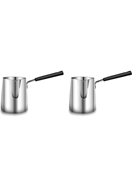 2x 600 ml Türk Cezvesi Paslanmaz Çelik Süt ve Kahve Isıtıcı Çikolata Tereyağı Eritme Potası (Yurt Dışından)