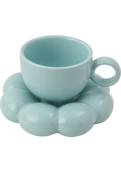 Çiçek Kahve Fincanı ve Tabağı Seti Sevimli Kupa ve Tabağı Seti Ayçiçeği Tabağı ile Seramik Kahve Fincanı Latte Bardak 6.7oz (Yurt Dışından)