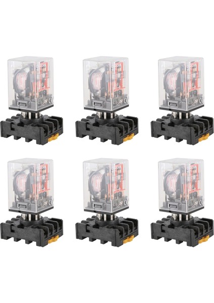 6x MK2P-I Şeffaf Kabuk Dpdt AC220V Bobin Güç Rölesi Soket Tabanı (Yurt Dışından)