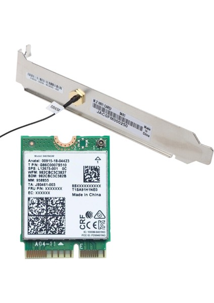 9461NGW Wifi Kartı + Bölme Kiti Ac 9461 2.4g/5g Çift Bant 802.11AC M2 Anahtar E Cnvı Bluetooth 5.0 Kablosuz Adaptör (Yurt Dışından)