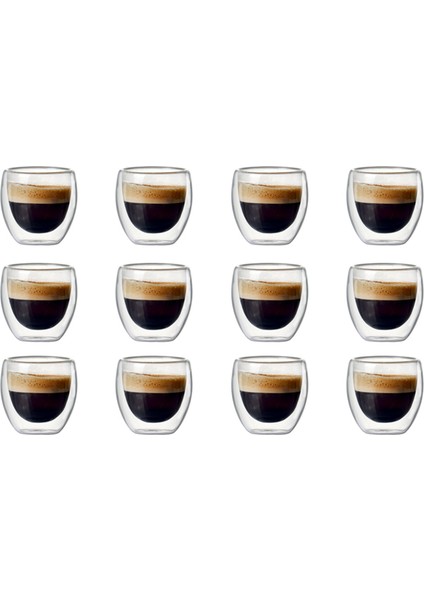 Çay, Kahve, Içecek Bardakları Için 12 Takım 80ML Çift Katmanlı Içi Boş Cam Kahve Fincanı Setleri (Yurt Dışından)