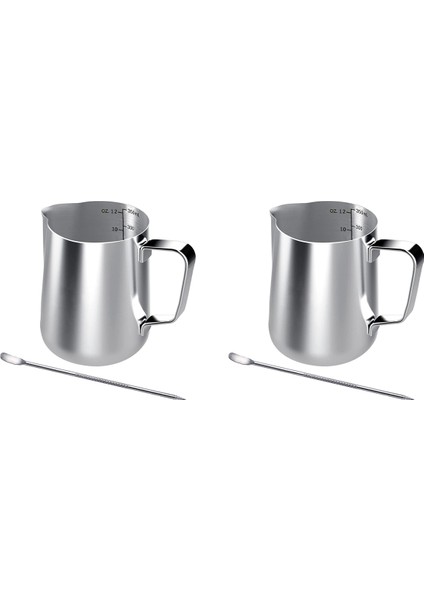 2x Süt Köpürtme Sürahisi 350ML Süt Sürahisi Paslanmaz Çelik Süt Sürahisi Köpürtme Sürahisi Süt Sürahisi Kahve Makinesi Için (Yurt Dışından)