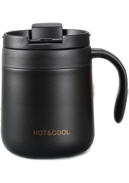 Kahve Kupa Termal Çift Duvarlı Paslanmaz Çelik Içme Kulplu Bardak ve Kapaklı Ofis Için Vakum Termal Kupa (Yurt Dışından)