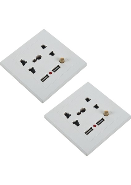 2x 2.1A Çift USB Duvar Şarj Soketi Adaptörü Evrensel Güç Çıkışı Paneli Beyaz Anahtarı (Yurt Dışından)