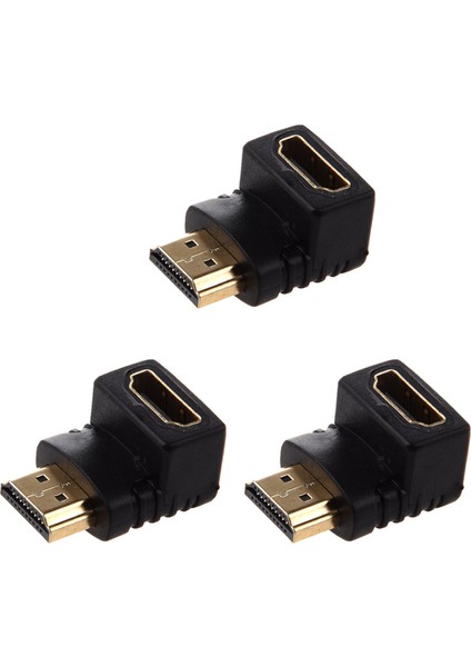 3x Adaptör 90 Derece Dik Açı L - Tip (Alt)Siyah (Yurt Dışından)