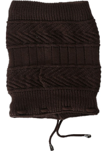 Kış Baotou Kap Artı Kaşmir Örme Kazak Kap Önlük Örme Yün Rüzgar Geçirmez Kulaklıklar-Kahve (Yurt Dışından)