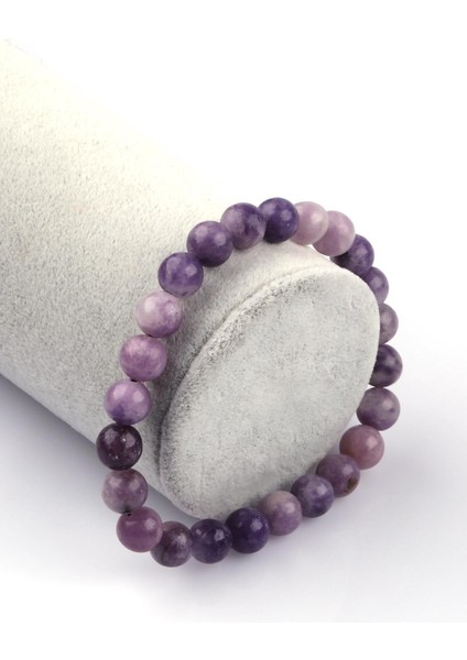 Lepidolit Doğal Taş Bileklik 8mm Küre Kesim