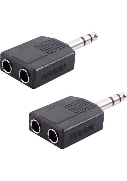 2x Mono 6.35MM Erkek Tak - Çift 6.35MM Dişi Soket Ayırıcı Adaptör Konnektörü (Yurt Dışından)