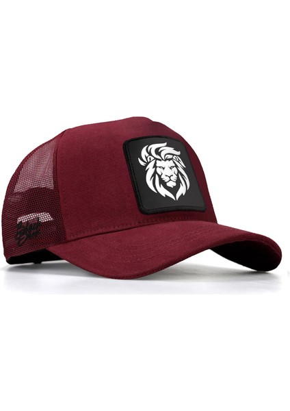 Black Börk Blackbörk V1 Trucker Aslan - 9 Kod Logolu Unisex Bordo Şapka (Cap)