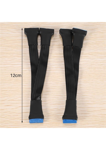 2 Adet Anakart USB 3.0 19PIN Başlık 1 Ila 2 Uzatma Splitter Kablosu, 12 cm 19PIN Dahili Uzatma Başlık Adaptör Kablosu (Yurt Dışından)