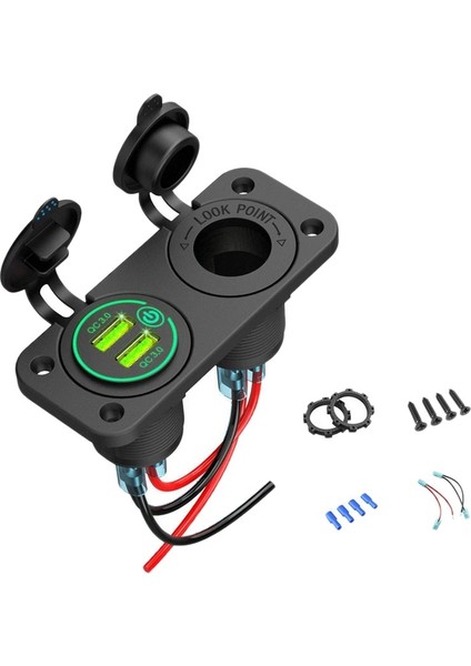 3.0 Çift USB Araç Şarj Cihazı C-Igarette Çakmak Soketi 12V Hızlı Şarj Cihazı Kontak Anahtarı ile Tekne Motosiklet Kamyon Için (Yurt Dışından)