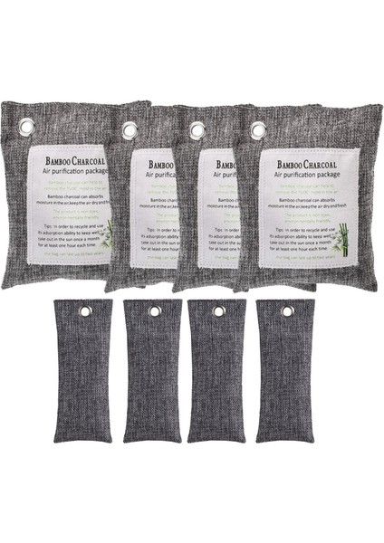 Bambu Kömür Hava Me Torbaları (8 PAKET-4X200G 4X50G), Araba, Dolap, Bodrum Vb. Için Aktif Kömür Koku Emici. (Yurt Dışından)