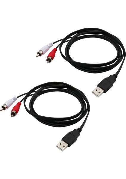 2x 1.5 M USB A Erkek 2x Rca Fono Erkek Av Kablo Kurşun Pc Tv Aux Ses Video Adaptörü (Yurt Dışından)