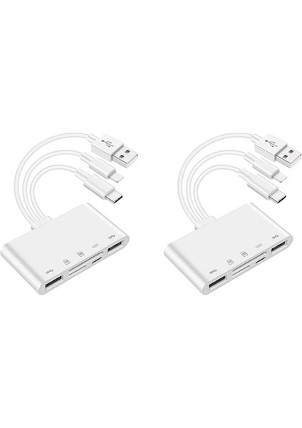 13 Dönüştürücü Için -Sd Tf Kart Okuyucu Kiti Için 2x Otg USB Kamera Çoklu Bellek Adaptörü (Yurt Dışından)