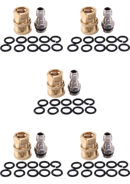 5x Basınçlı Yıkama Adaptörü Seti, 50 Paket O-Ringli 1/4 Inç Hızlı Bağlantı Kesme KITI.5000 Psi (Yurt Dışından)