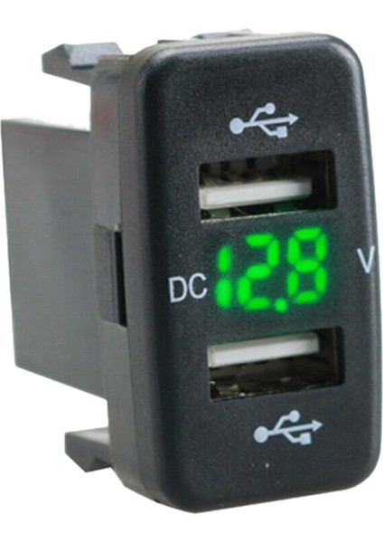Araç Şarj Soketi Çift USB Bağlantı Noktası Şarj Volt Ekran Adaptörü Yeşile Uygun (Yurt Dışından)