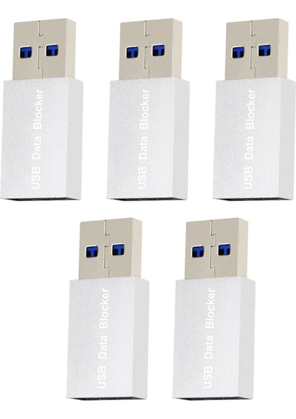 5 Adet USB Veri Engelleyici Yalnızca Şarj Edilebilir USB Engelleyici Adaptörü Veri Senkronizasyonunu Engellemek Için Meyve Suyu Kaldırmaya Karşı Koruma Gümüş (Yurt Dışından)