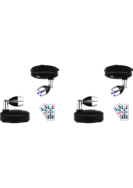 Kablosuz Kumandalı Işıklar, Uzaktan Döndürülebilir Duvar Işıklı Kısılabilir LED Spot Işıklar (4 Paket) (Yurt Dışından)