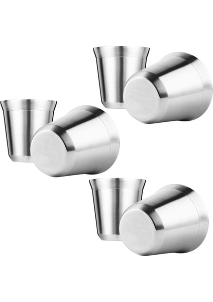 Çelik Espresso Bardakları 6, Çift Duvar Yalıtımlı Kahve Kupaları Çay Bardakları, Kolay Nebilir ve Bulaşık Makinesinde Yıkanabilir (80ML) (Yurt Dışından)