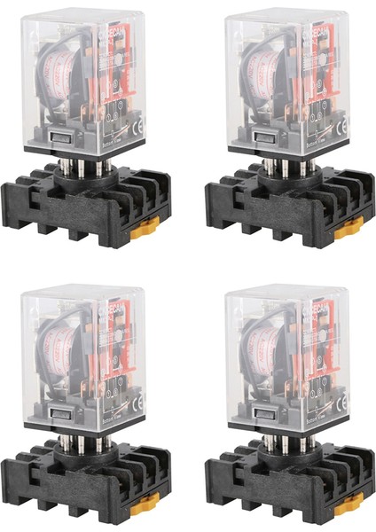 4x MK2P-I Şeffaf Kabuk Dpdt AC220V Bobin Güç Rölesi Soket Tabanı (Yurt Dışından)