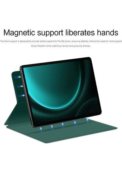 Samsung Galaxy Tab S9 Fe+ Deri Kılıf Standını Otomatik Uyku / Uyandıran Manyetik Tablet Kapağı (Yurt Dışından)
