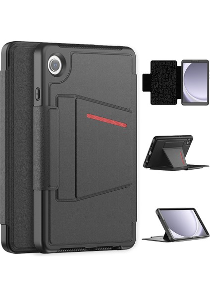 Samsung Galaxy Tab A9 SM-X110 X115 Kickstand Card Tutucu Deri Tablet Kapak (Yurt Dışından)