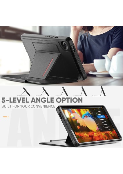 Samsung Galaxy Tab A9 SM-X110 X115 Kickstand Card Tutucu Deri Tablet Kapak (Yurt Dışından)