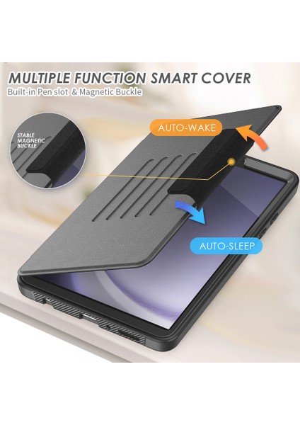 Samsung Galaxy Tab A9 SM-X110 X115 Kickstand Card Tutucu Deri Tablet Kapak (Yurt Dışından)