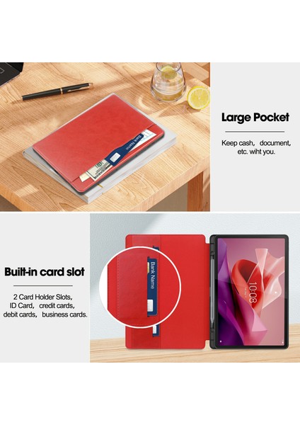 Lenovo Tab P12 Stand Koruyucu Kapak Pu Deri Deri Cüzdan Tablet Kılıfı Kalem Tutucu (Yurt Dışından) modelleri