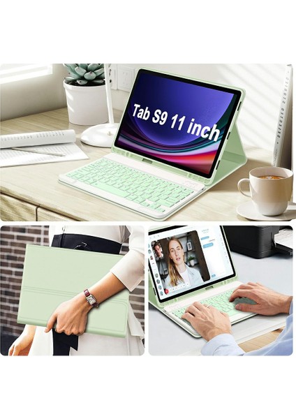 Samsung Galaxy Tab S9 Fe SM-X510 / X516 / X518 Bluetooth Klavye Tablet Kılıf Pu Flip Cover (Yurt Dışından)