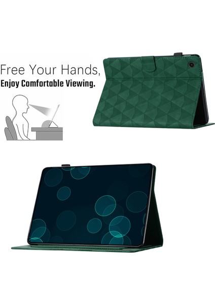 Samsung Galaxy Tab A9+ Elmas Desen Deri Tablet Kart Tutucu ile (Yurt Dışından)