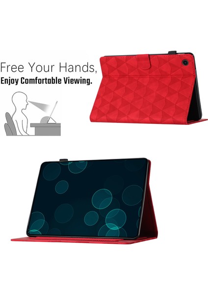 Samsung Galaxy Tab A9+ Elmas Desen Deri Tablet Kart Tutucu ile (Yurt Dışından)