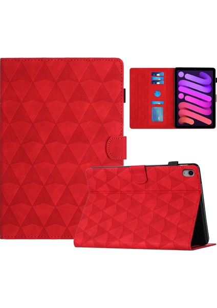 iPad Mini (2021) Stand Elmas Doku Deri Tablet Kapak Otomatik Uyanma / Uyku (Yurt Dışından)