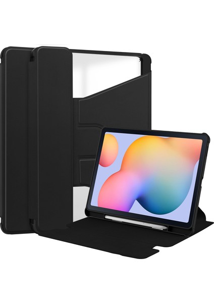 Samsung Galaxy Tab S6 Lite / S6 Lite (2022) 360 Derek Dönen Stand Pu+Akrilik Tablet Kapak (Klavye Olmadan) (Yurt Dışından)