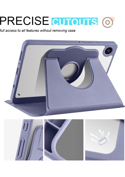 Samsung Galaxy Tab A9 Rotary Stand Pu Derisi+Akrilik Tablet Kapak Pen Tutucu (Yurt Dışından) modelleri
